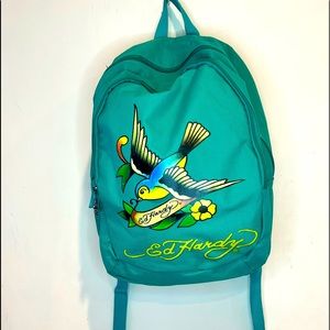 Vintage Ed Hardy by Christian Audigier aqua/teal backpack